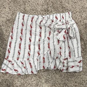 Floral Striped Ruffle Skirt